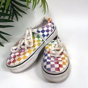 Vintage Y2K Kids Vans Rainbow Checkered Indie Skater Casual Sneakers / Size: 11